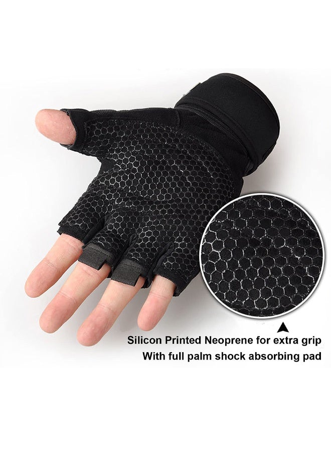 Gym Weight Lifting Workout Gloves with Wrist Wrap Support, for Men Women, Breathable Full Palm Protection, for Exercise Weightlifting, Training, Fitness, Cycling, Hanging, Pull Ups, L - Image 3